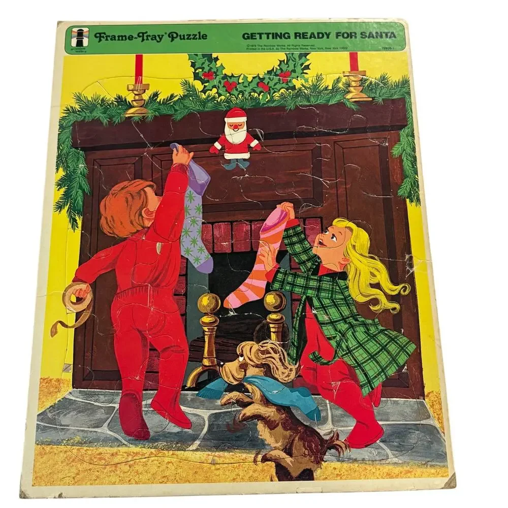 Vintage‎ Frame Tray Puzzles 1973 1992 Santa Aladdin lot of 2
